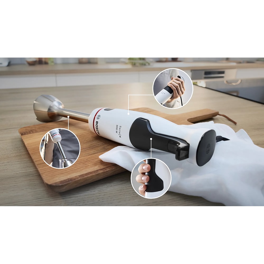 Mixer vertical BOSCH ErgoMaster Seria 4 MSM4W421, 1l, 800W, viteza variabila, alb-negru