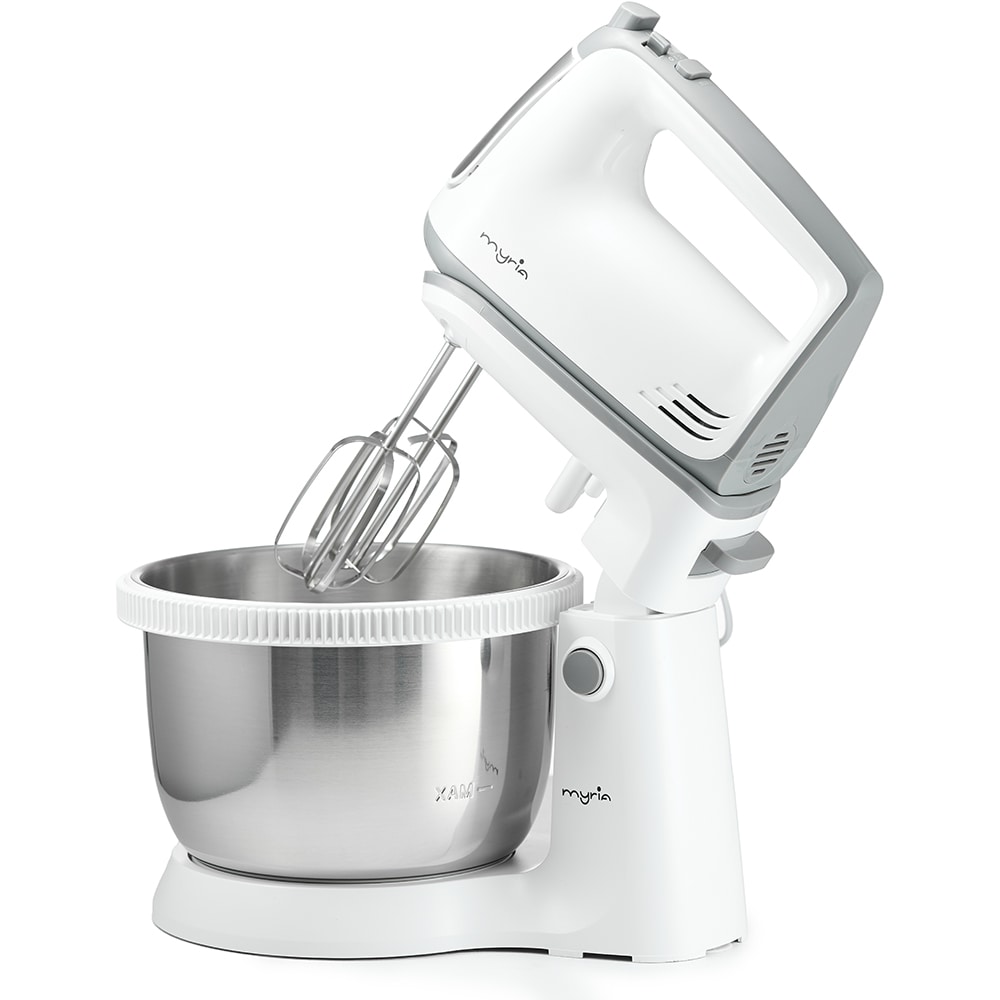 Mixer cu bol MYRIA MY4024, 3.4l, 300W, 5 trepte viteza, alb-gri 