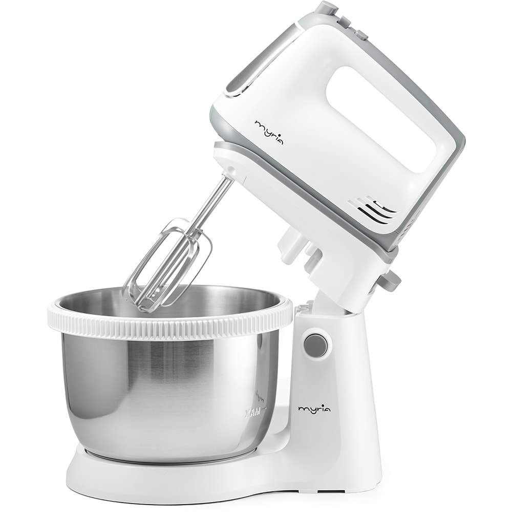 Mixer cu bol MYRIA MY4024, 3.4l, 300W, 5 trepte viteza, alb-gri 