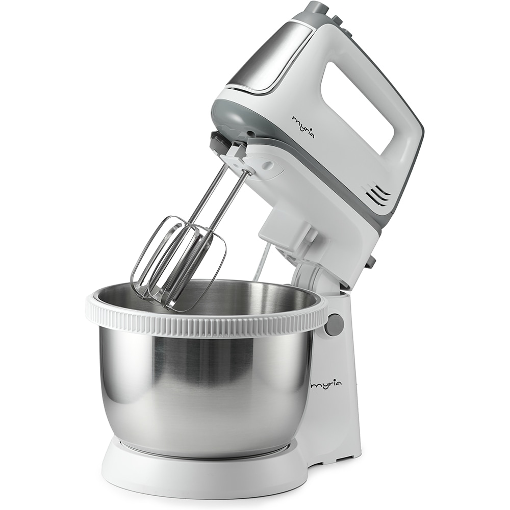 Mixer cu bol MYRIA MY4024, 3.4l, 300W, 5 trepte viteza, alb-gri 
