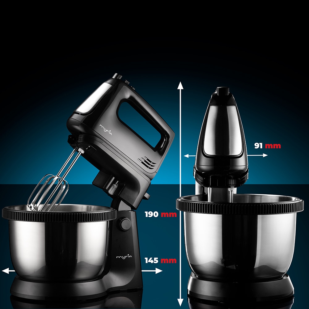 Mixer cu bol MYRIA MY4024BK, 3.4l, 300W, 5 trepte viteza, argintiu-negru 