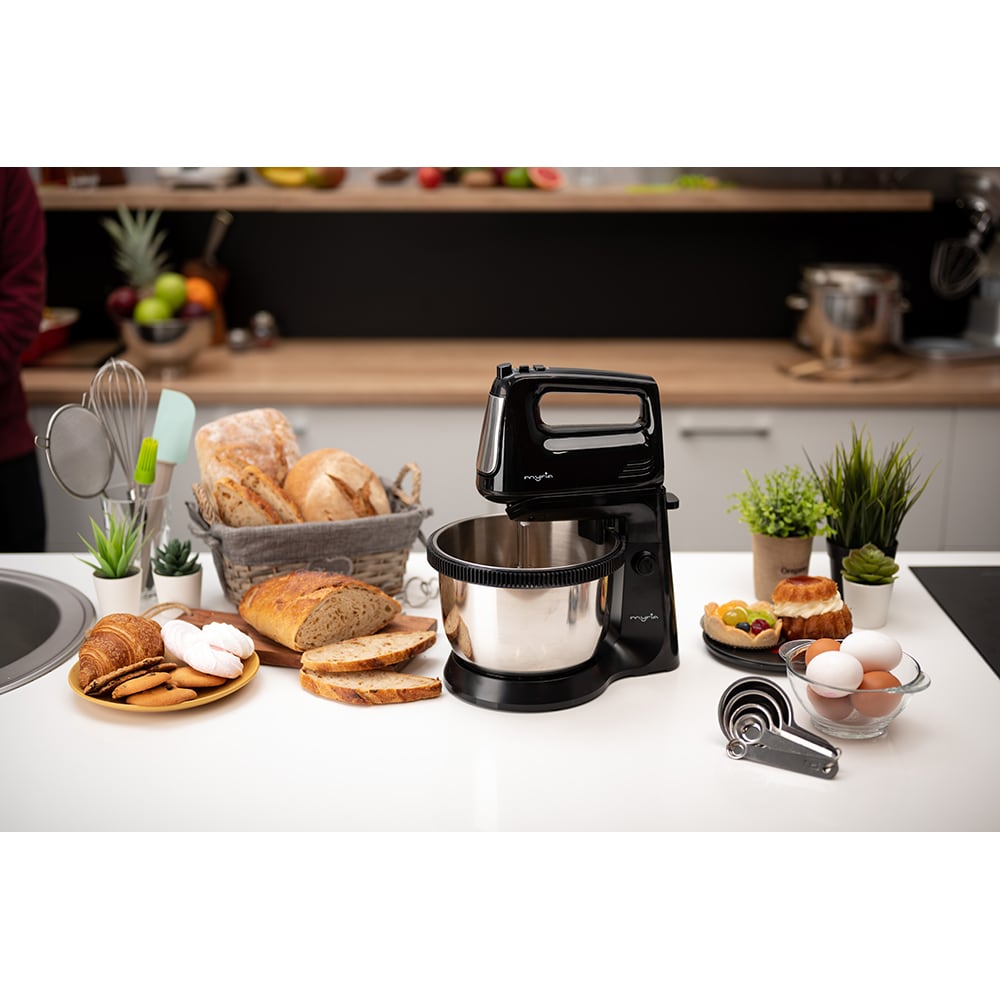 Mixer cu bol MYRIA MY4024BK, 3.4l, 300W, 5 trepte viteza, argintiu-negru 