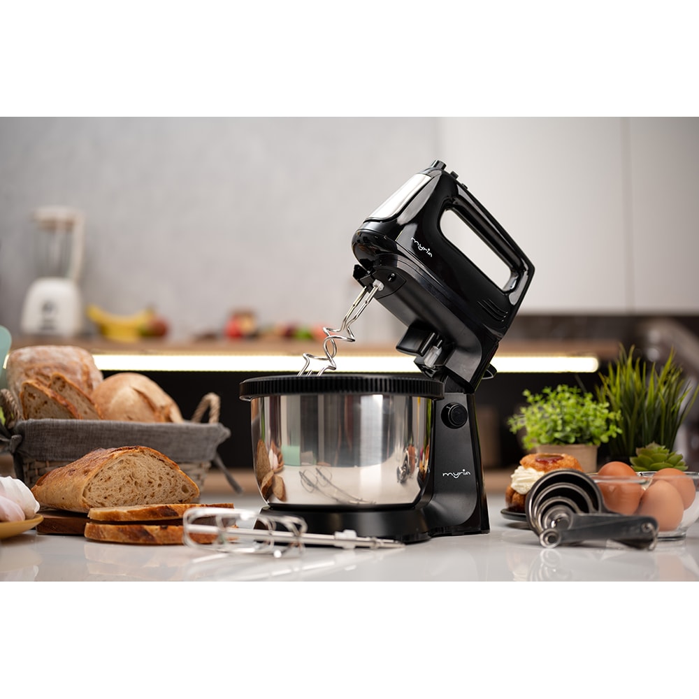 Mixer cu bol MYRIA MY4024BK, 3.4l, 300W, 5 trepte viteza, argintiu-negru 