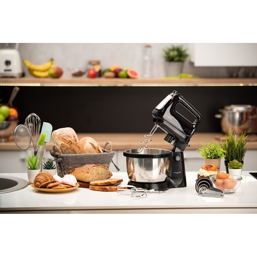 Mixer cu bol MYRIA MY4024BK, 3.4l, 300W, 5 trepte viteza, argintiu-negru 