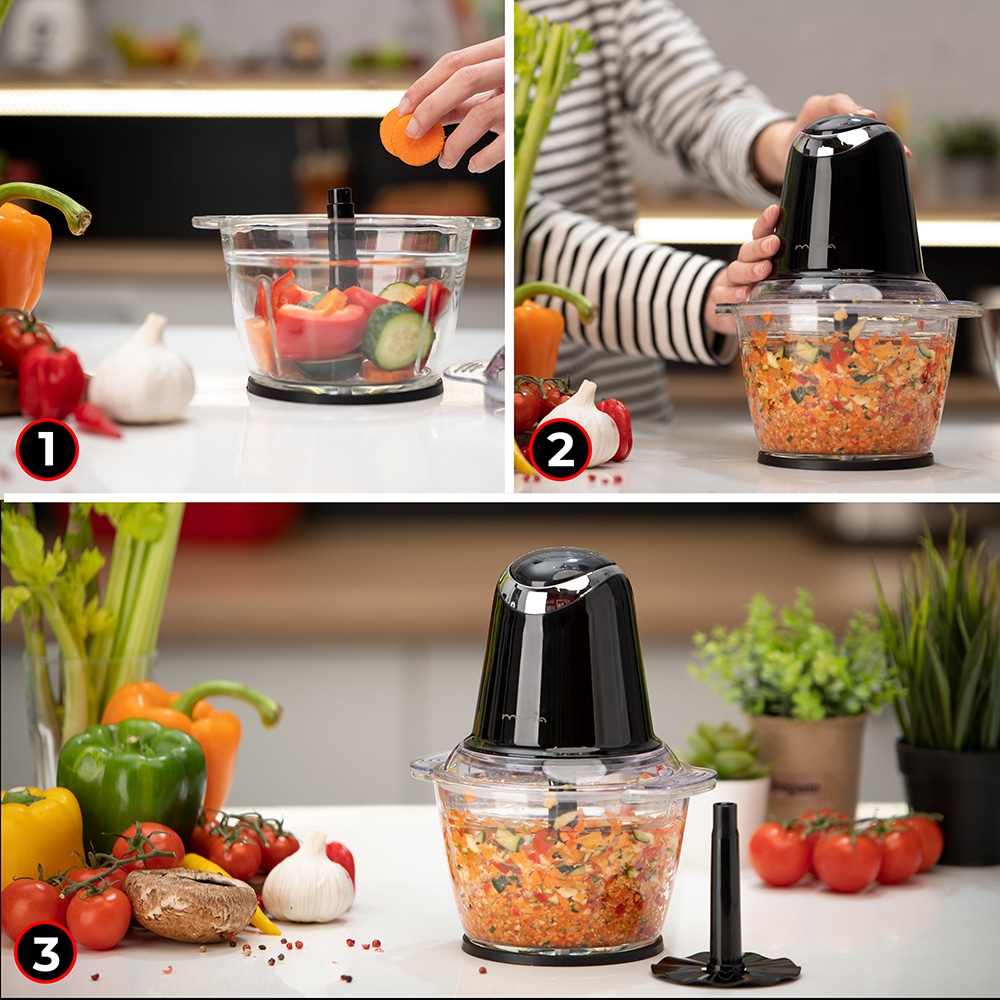 Mini tocator MYRIA MY4069BK, 1l, 500W, 2 trepte viteza, negru