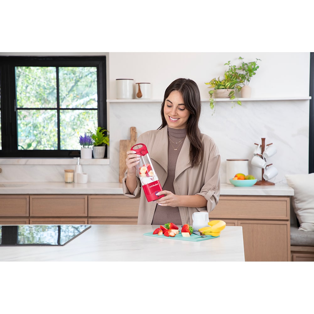 Blender portabil NUTRIBULLET NBP003MA, 0.475l, 1 treapta viteza, USB-C, rosu