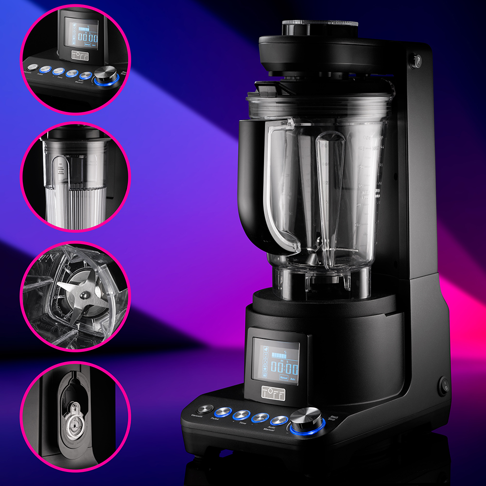 Blender cu mixare in vid TOFF DOMINIUM TO4001, 1.5l, 1400W, 10 trepte viteza, negru