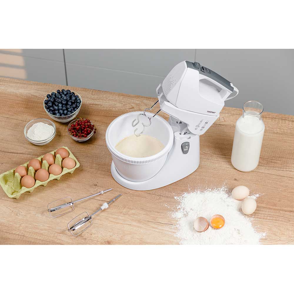 Mixer cu bol ZELMER ZHM2559, 3l, 750W, 5 trepte viteza, alb-gri