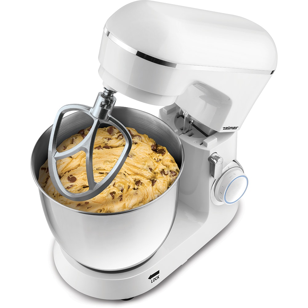 Mixer cu bol ZELMER ZKR1300W, 5l, 1300W, 10 trepte viteza, alb-argintiu