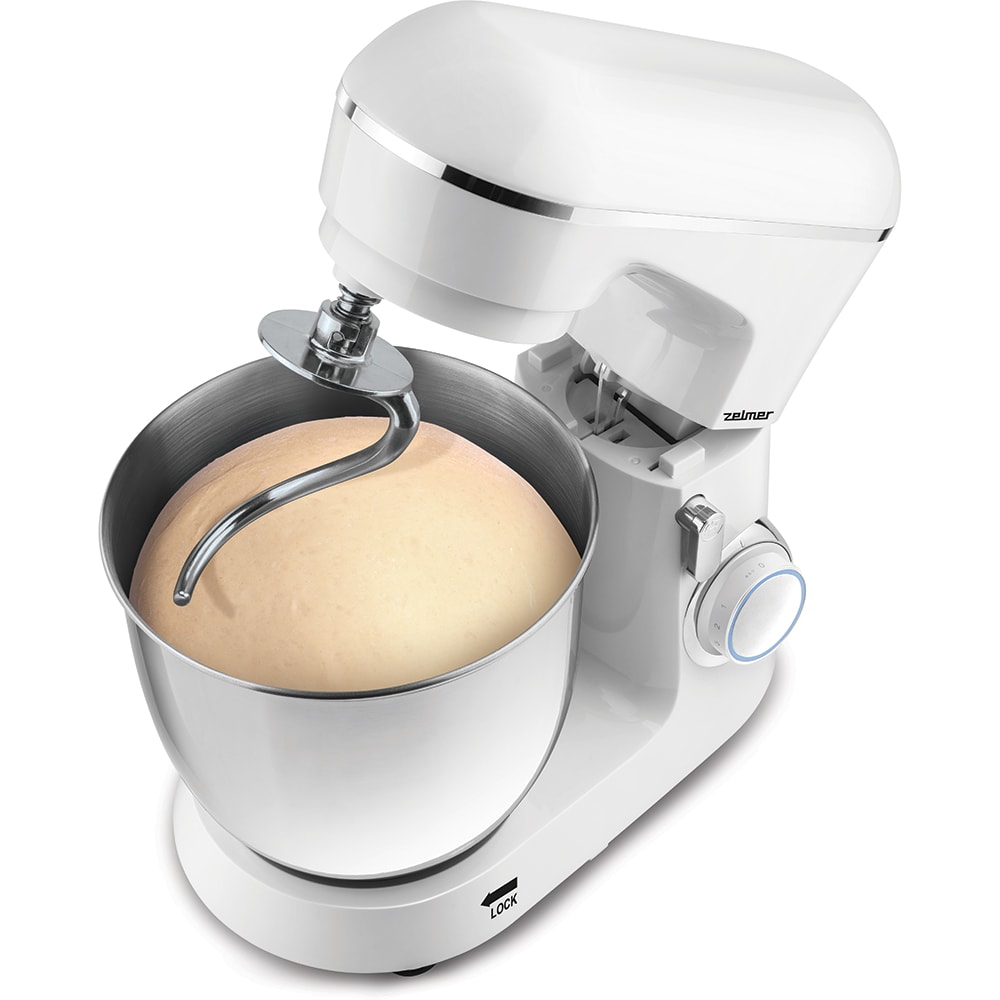 Mixer cu bol ZELMER ZKR1300W, 5l, 1300W, 10 trepte viteza, alb-argintiu