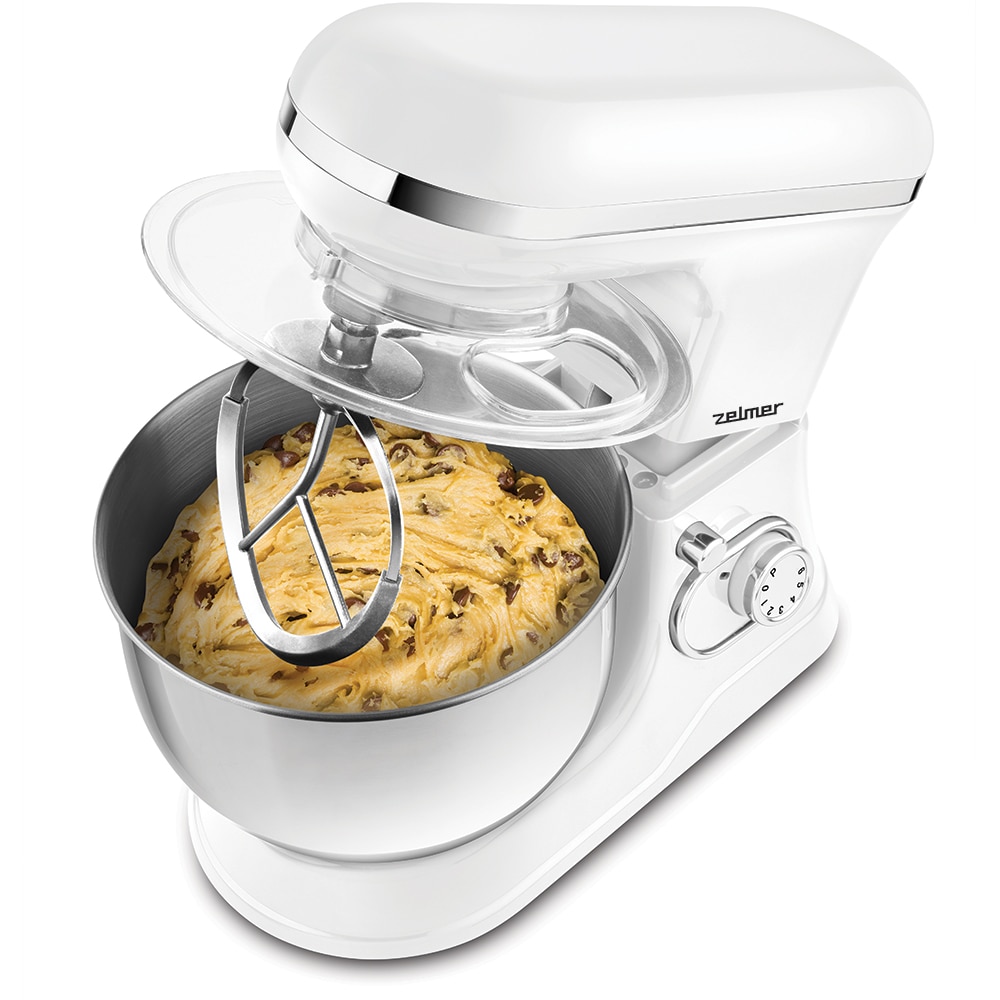 Mixer cu bol ZELMER ZKR1350, 5l, 1200W, 6 trepte viteza, alb-argintiu