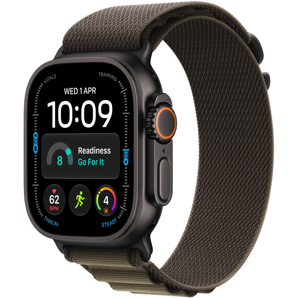 Bratara pentru APPLE Watch 49mm Dark Olive Alpine Loop - Small - Black Titanium Finish, MKDW4ZM/A
