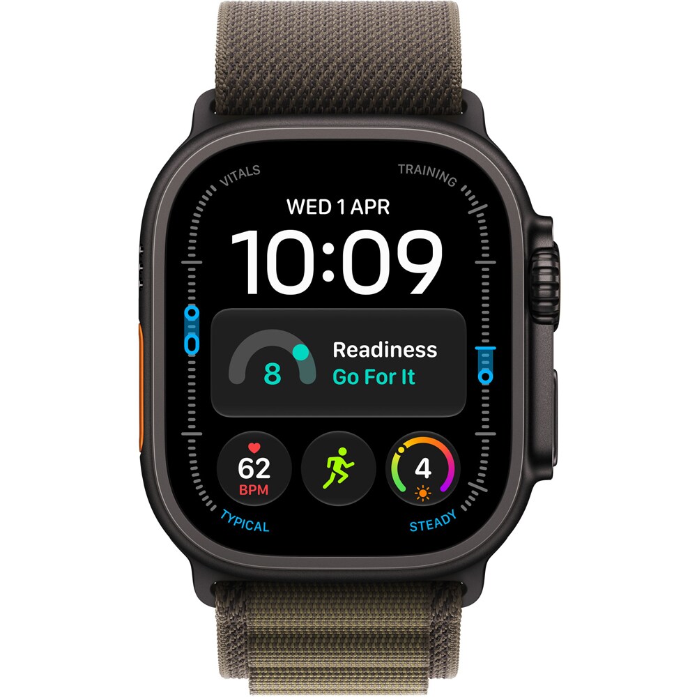 Bratara pentru APPLE Watch 49mm Dark Olive Alpine Loop - Medium - Black Titanium Finish, MKDX4ZM/A