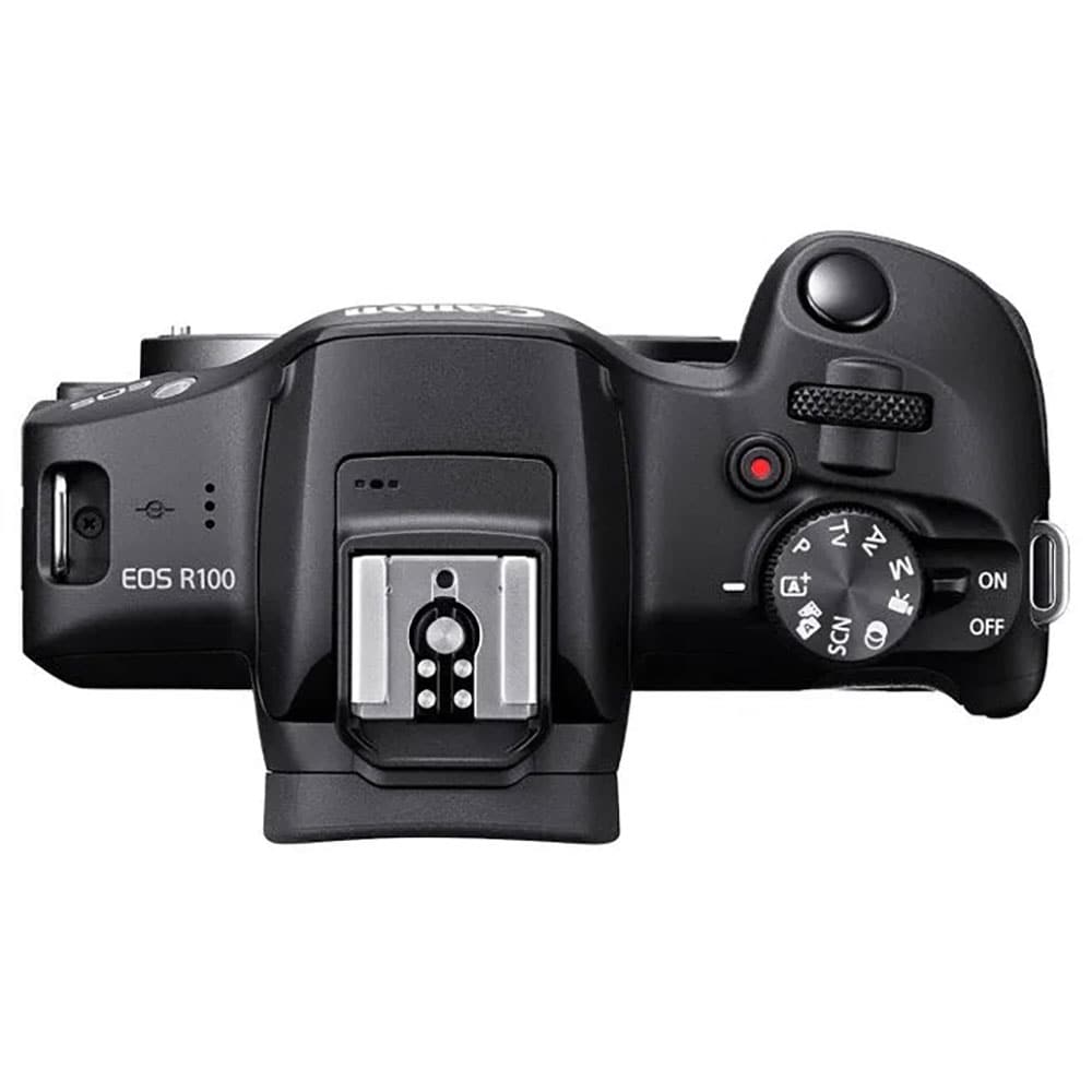 Aparat foto Mirrorless CANON EOS R100 Dual RF-S, 24.2MP, 4K, Wi-Fi, negru + Obiectiv 18-45mm si 55-210mm RF