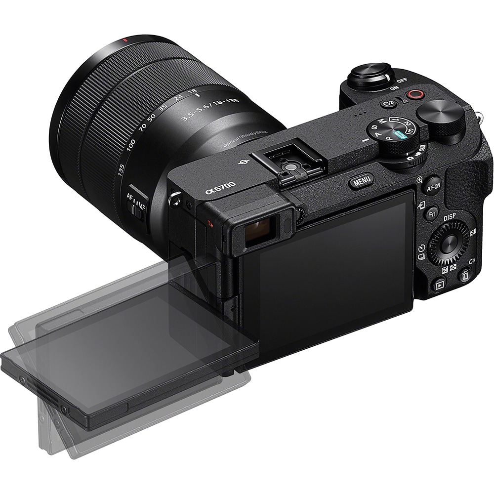 Aparat foto mirrorless SONY ILCE-6700MB, 26MP, 4K, Wi-Fi, negru + Kit cu obiectiv 18-135mm