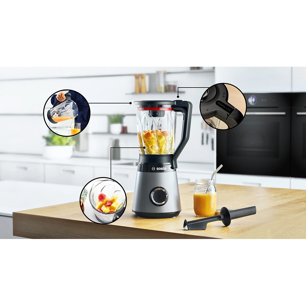 Blender BOSCH VitaPower Serie 4 MMB4192S, 1.5l, 1200W, viteza variabila, argintiu-negru