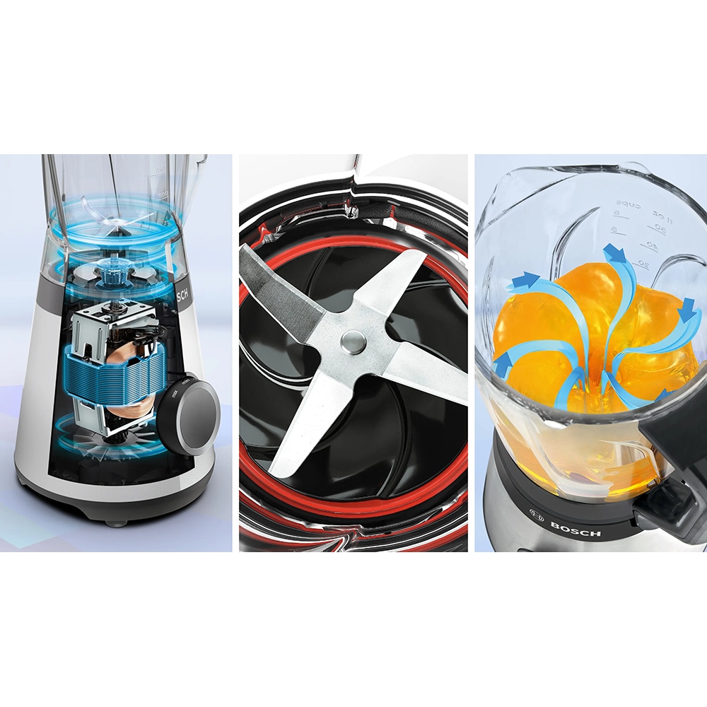 Blender BOSCH VitaPower Serie 4 MMB4192S, 1.5l, 1200W, viteza variabila, argintiu-negru
