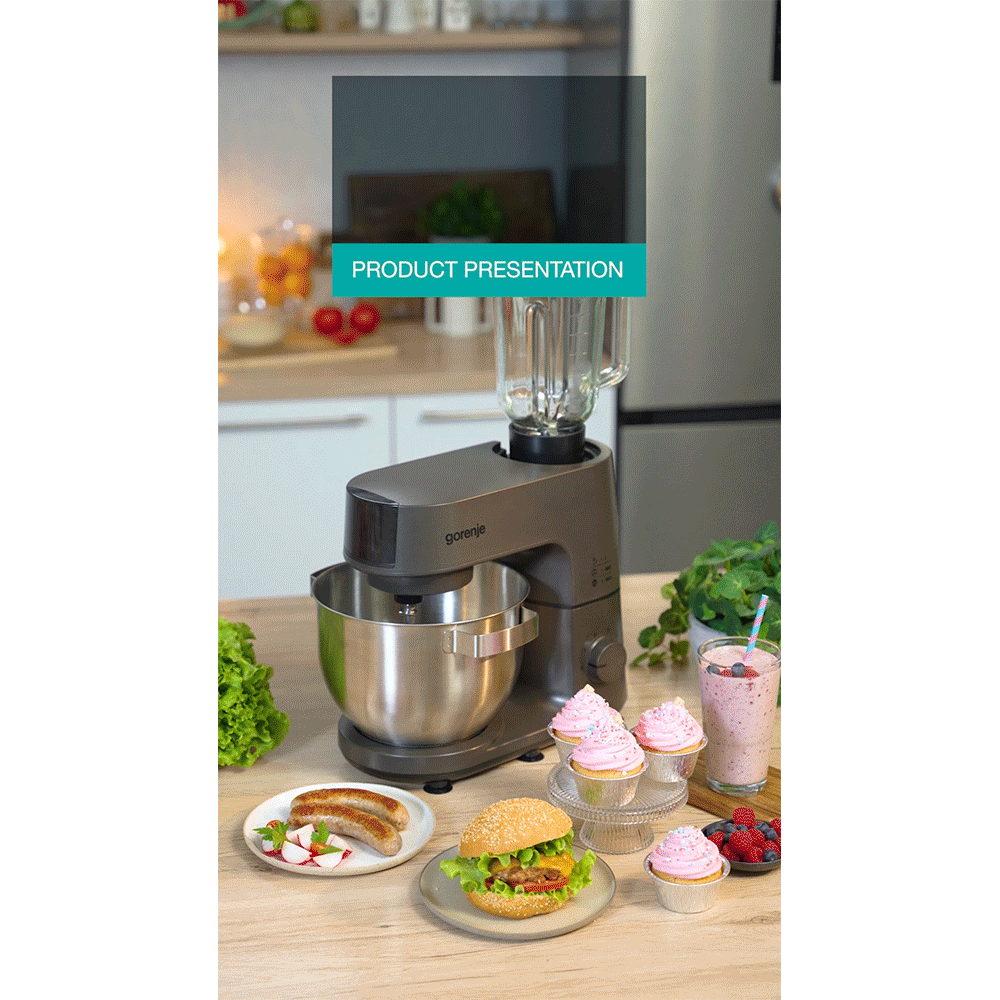 Robot de bucatarie GORENJE MMC1000CA, vas 6l, blender 1.5l, 1000W, 6 trepte viteza, gri antarcit