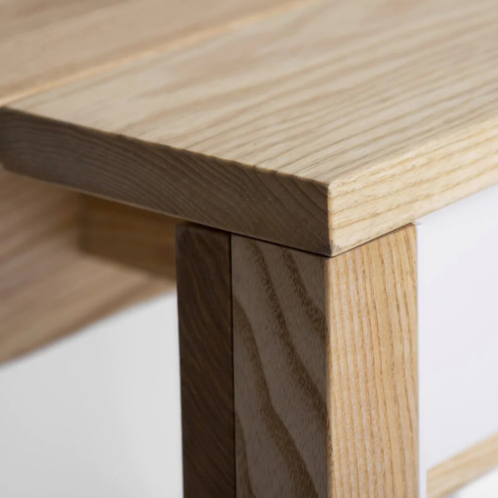 Banca Ted, 120 x 25 x 45 cm, maro-alb