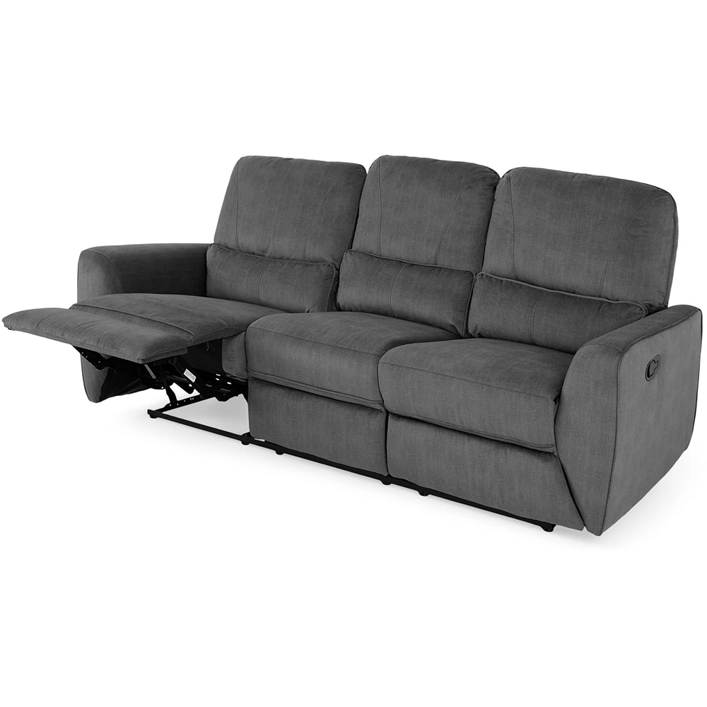 Canapea recliner Adele, 3 locuri, 215 x 98 x 101 cm, gri inchis