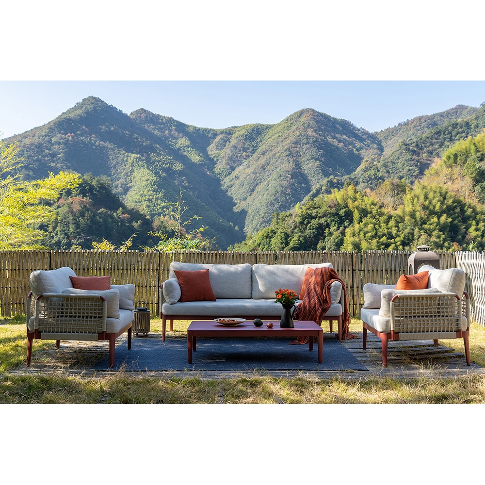 Set mobilier gradina MYRIA Rika, 4 piese, bej-rosu