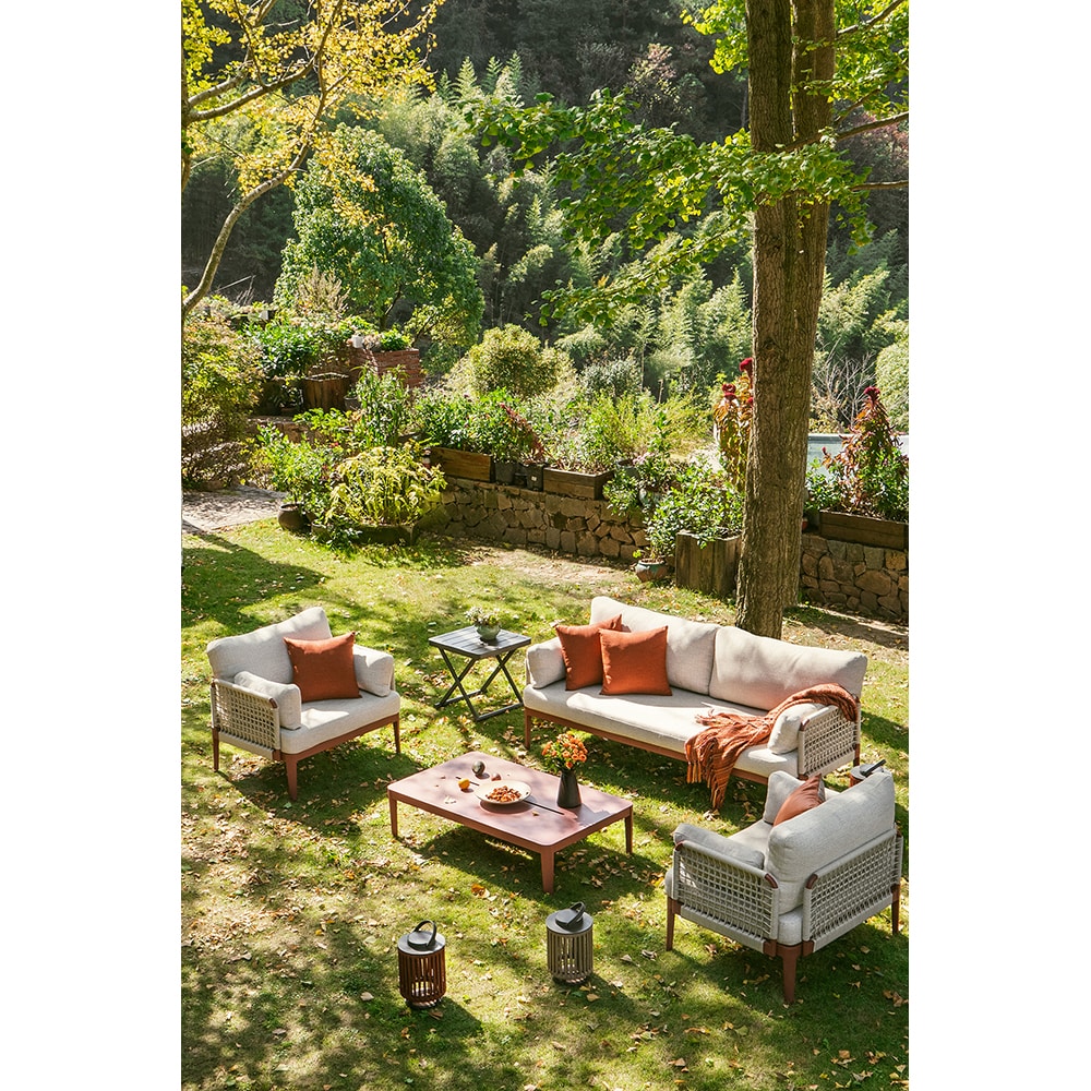 Set mobilier gradina MYRIA Rika, 4 piese, bej-rosu