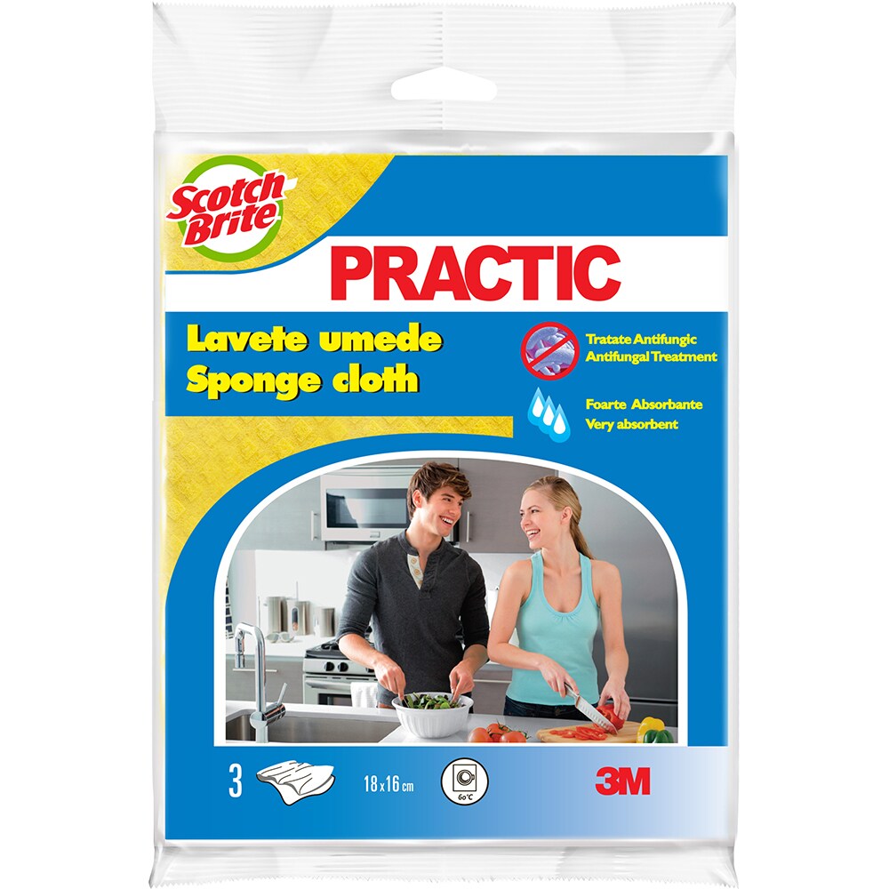 Laveta umeda SCOTCH-BRITE Practic, multicolor, 3 bucati