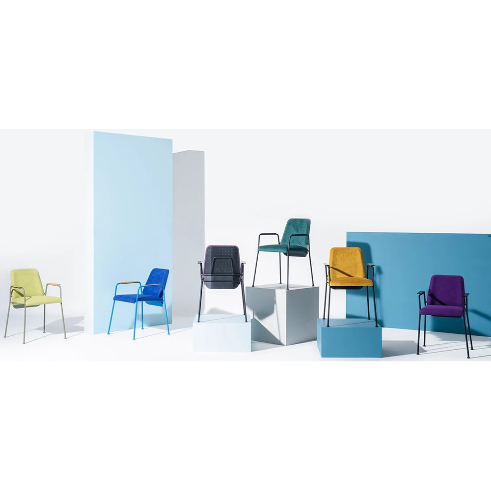 Scaun birou vizitator Line, textil, albastru