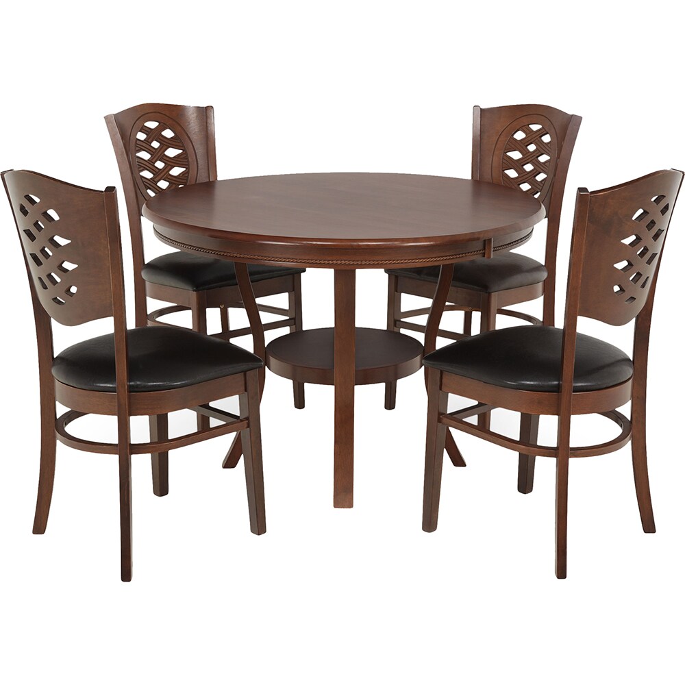 Set masa si scaune living Kaly, 5 piese, maro inchis