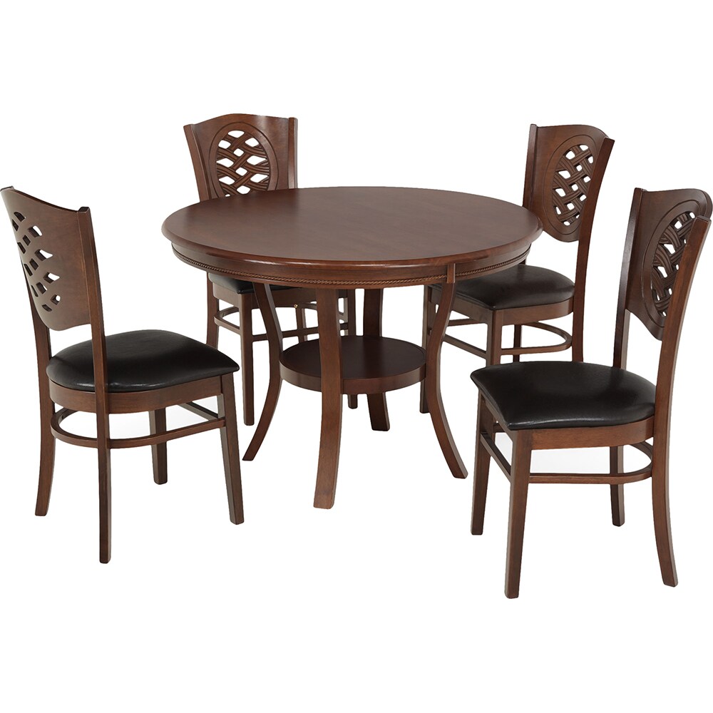 Set masa si scaune living Kaly, 5 piese, maro inchis