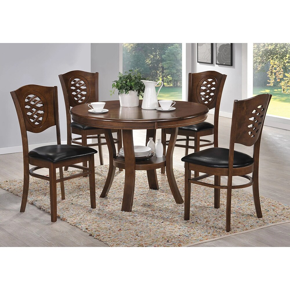 Set masa si scaune living Kaly, 5 piese, maro inchis