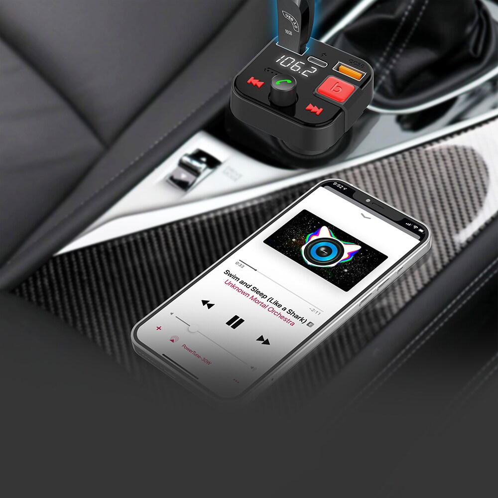 Modulator FM PROMATE PowerTune-30W, Bluetooth, USB, negru