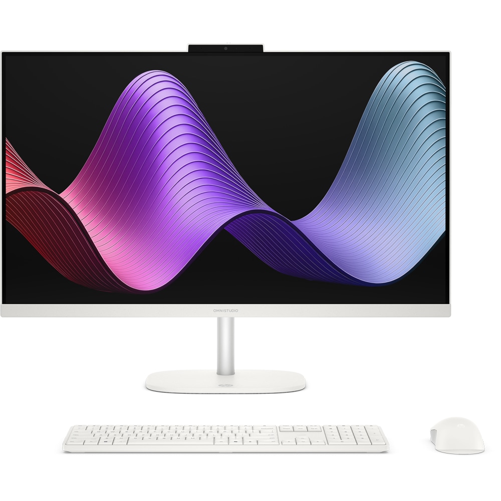 Sistem PC All in One HP OmniStudio AI 27-cz0001nq, Intel Core 5 320 pana la 4.6GHz, 27" Full HD, 16GB, SSD 1TB, Intel Graphics, Free DOS, alb