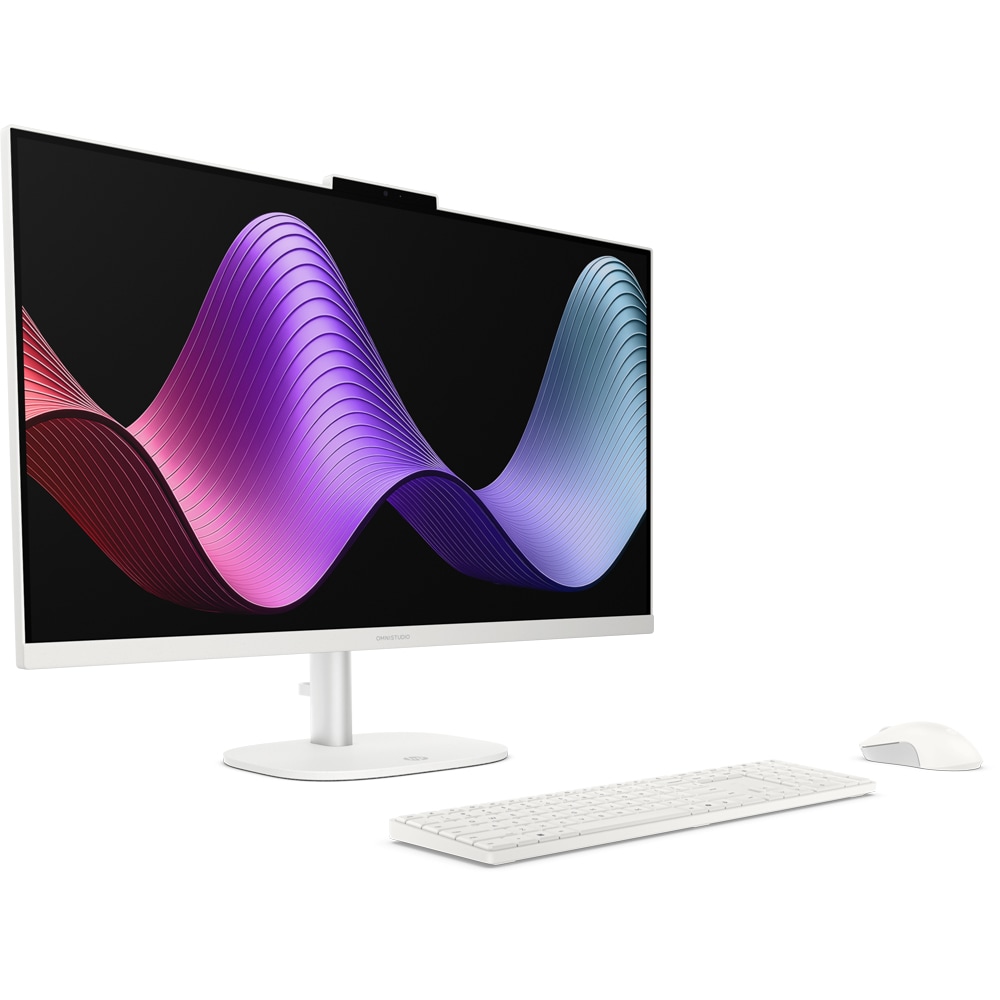 Sistem PC All in One HP OmniStudio AI 27-cz0001nq, Intel Core 5 320 pana la 4.6GHz, 27" Full HD, 16GB, SSD 1TB, Intel Graphics, Free DOS, alb