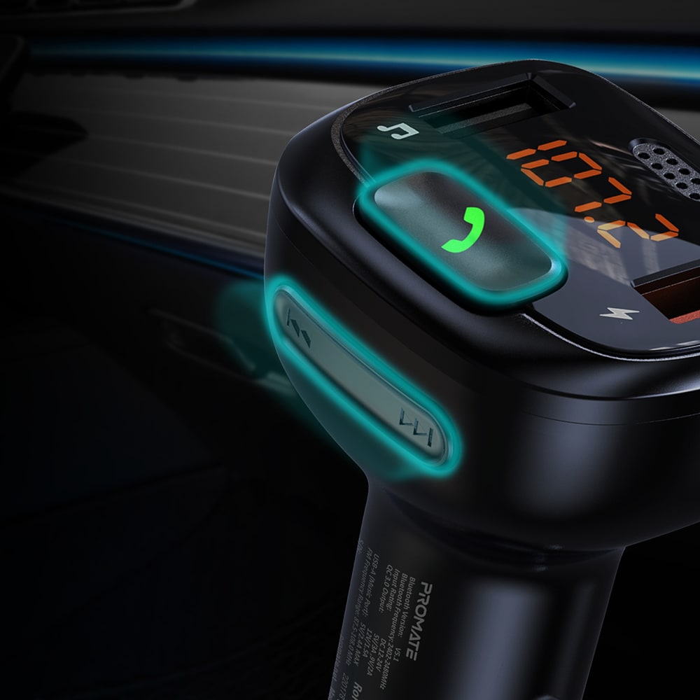 Modulator FM PROMATE SmartTune4, Bluetooth, USB, negru