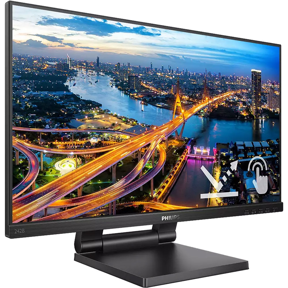 Monitor LED IPS PHILIPS 242B1TC SmoothTouch, 23.8", Full HD, 75Hz, negru