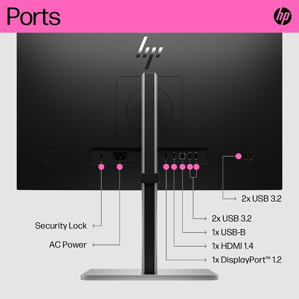 Monitor LED IPS HP E24t G5, 23.8" Touch, Full HD, 75Hz, negru-argintiu