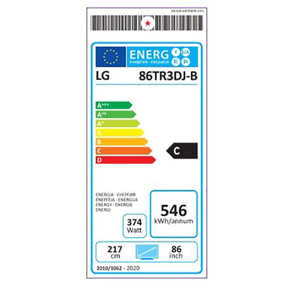 Display profesional LG 86TR3DJ, 86", 4K Ultra HD Touch, 60Hz, negru