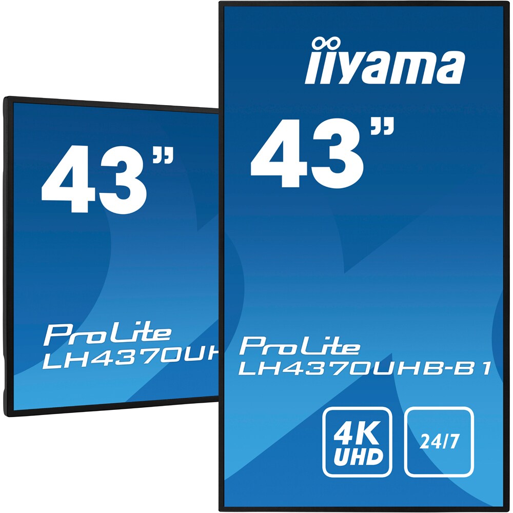 Display profesional IIYAMA ProLite LH4370UHB-B1, 43", 4K, 60Hz, negru