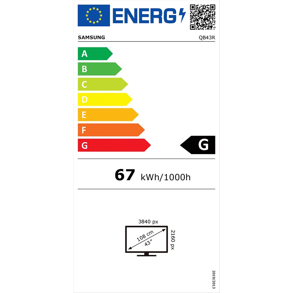 Display profesional SAMSUNG LH43QBREBGCXEN, 43", UHD, 60 Hz, Wi-Fi, negru