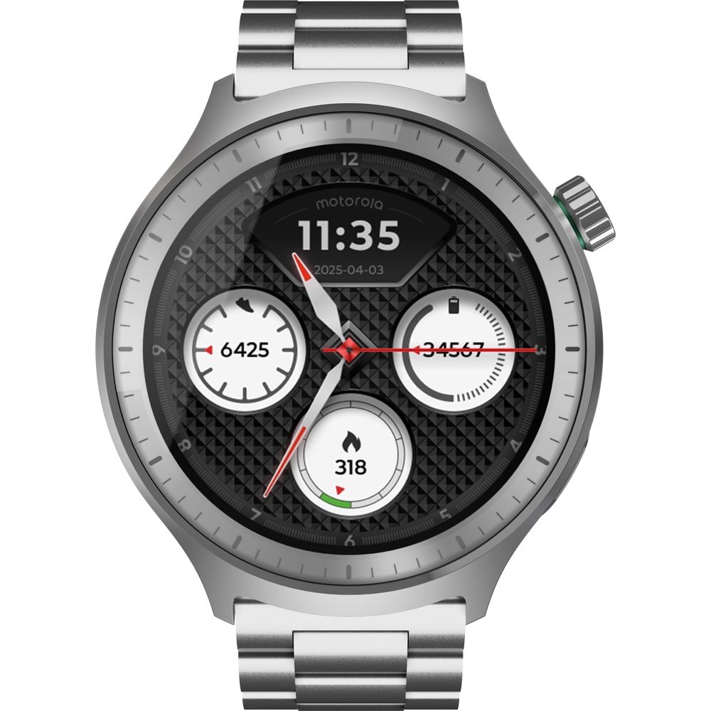 Smartwatch MOTOROLA Moto Watch, 47mm, GPS, Android/iOS, Silver Metallic + Herbal Garden Silicone