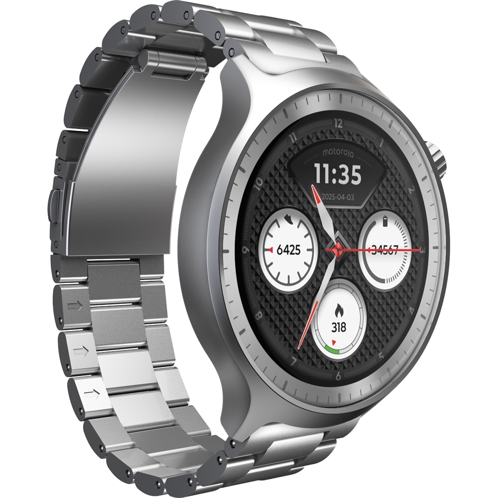 Smartwatch MOTOROLA Moto Watch, 47mm, GPS, Android/iOS, Silver Metallic + Herbal Garden Silicone