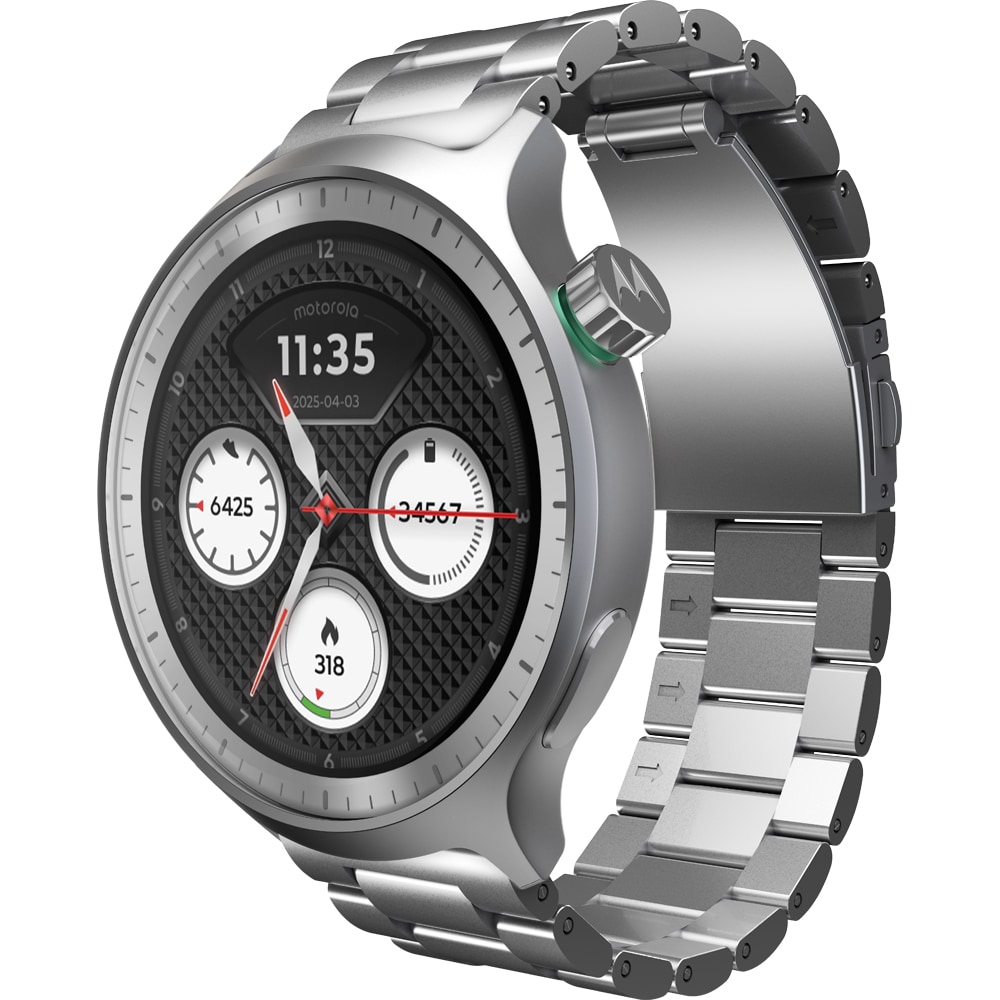 Smartwatch MOTOROLA Moto Watch, 47mm, GPS, Android/iOS, Silver Metallic + Herbal Garden Silicone