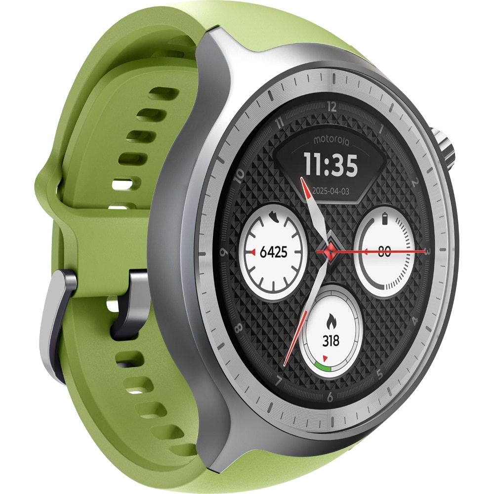 Smartwatch MOTOROLA Moto Watch, 47mm, GPS, Android/iOS, Silver Metallic + Herbal Garden Silicone
