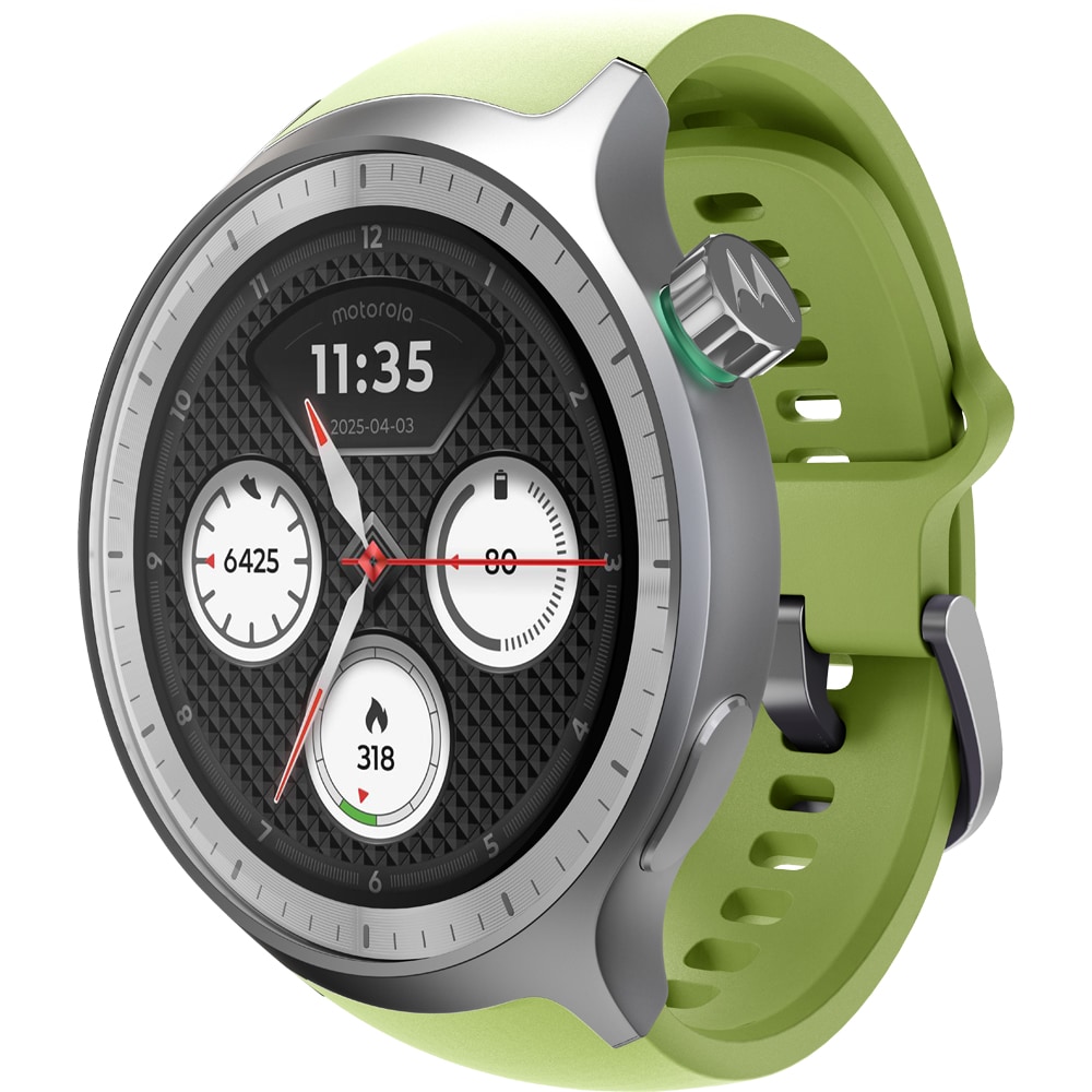 Smartwatch MOTOROLA Moto Watch, 47mm, GPS, Android/iOS, Silver Metallic + Herbal Garden Silicone