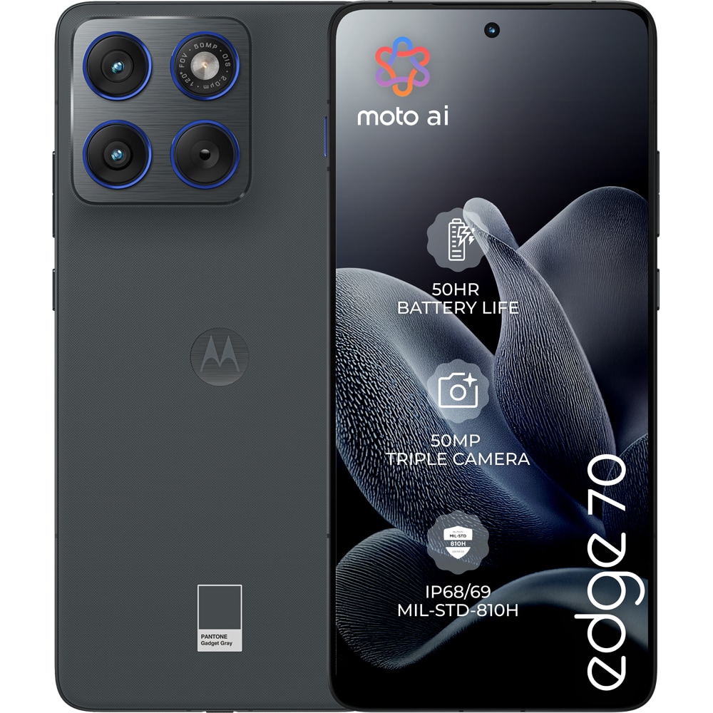 Telefon MOTOROLA Edge 70, 512GB, 12GB RAM, Dual SIM, Gadget Grey