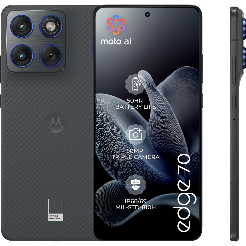 Telefon MOTOROLA Edge 70, 512GB, 12GB RAM, Dual SIM, Gadget Grey