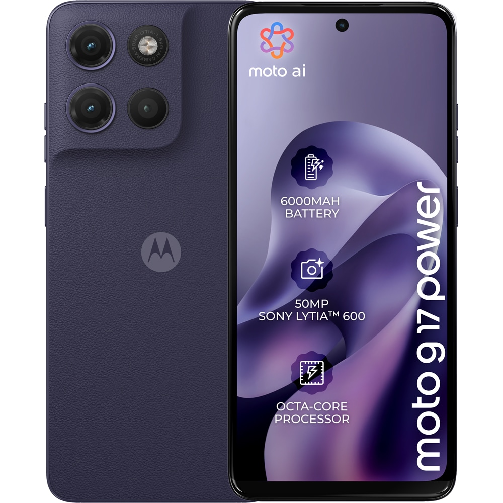 Telefon MOTOROLA G17 Power, 256GB, 8GB RAM, Dual SIM, Evening Blue