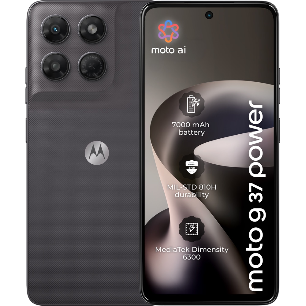 Telefon MOTOROLA Moto G37 Power, 128GB, 4GB RAM, Dual SIM, Impenetrable Black