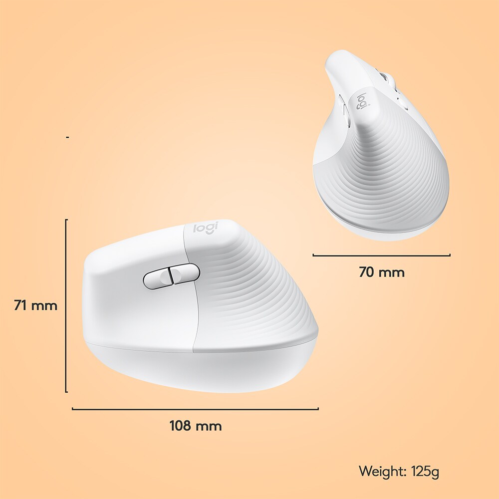 Mouse Bluetooth pentru Mac LOGITECH Lift Vertical , 4000 dpi, alb